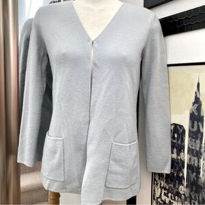 Ann Klein 100% Merino wool grey cardigan blazer